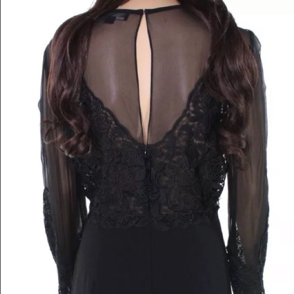 Jill Stuart Black 4 Pleated Lace Bell Sleeve Dress - Picture 5 of 5